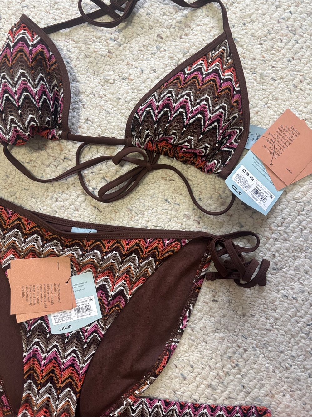 Wide-Leg Zigzag Pants in Brown, Pink & Black - Picture 3 of 3